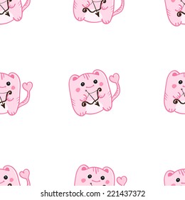 Vector St Valentine Day cute pink cupid monsters seamless pattern. Can be used as Wedding decoration.