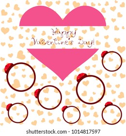 Vector St Valentine day's greeting card. Heart, gifts, ring.