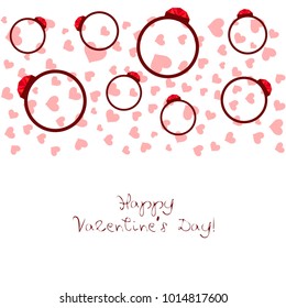 Vector St Valentine day's greeting card. Heart, gifts, ring.
