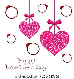 Vector St Valentine day's greeting card. Heart, gifts, ring.