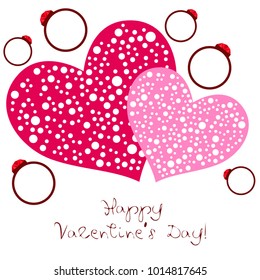 Vector St Valentine day's greeting card. Heart, gifts, ring.