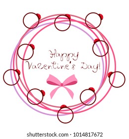 Vector St Valentine day's greeting card. Heart, gifts, ring.