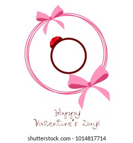 Vector St Valentine day's greeting card. Heart, gifts, ring.