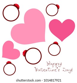 Vector St Valentine day's greeting card. Heart, gifts, ring.
