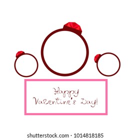 Vector St Valentine day's greeting card. Heart, gifts, ring.