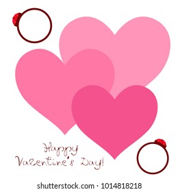 Vector St Valentine day's greeting card. Heart, gifts, ring.
