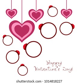 Vector St Valentine day's greeting card. Heart, gifts, ring.
