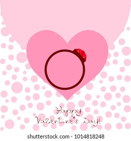 Vector St Valentine day's greeting card. Heart, gifts, ring.