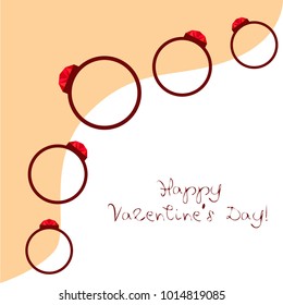 Vector St Valentine day's greeting card. Heart, gifts, ring.
