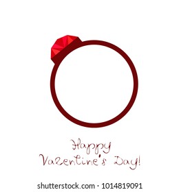 Vector St Valentine day's greeting card. Heart, gifts, ring.