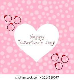 Vector St Valentine day's greeting card. Heart, gifts, ring.