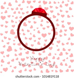 Vector St Valentine day's greeting card. Heart, gifts, ring.