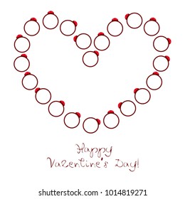 Vector St Valentine day's greeting card. Heart, gifts, ring.