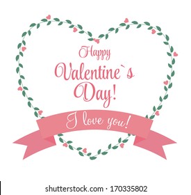 Vector St Valentine Day's Greeting Card in Retro Style Design
