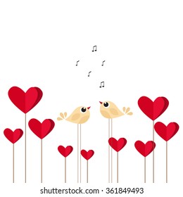 Vector St Valentine Day's Greeting Card. Cute Birds In Love