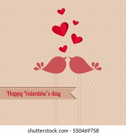 Vector St Valentine day's greeting card. Cute birds in love