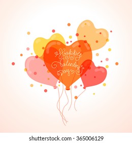 Vector. St. Valentine's Day. Flat colored balloons. Holiday flat balloons. Love the concept. Cartoon balls in the shape of a heart.
