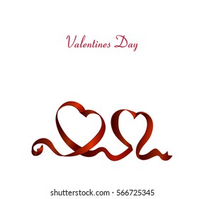 Vector. St. Valentine's Day. Love the concept. Heart from a red ribbon for Valentines Day, on a white background.  Texture for holiday cards, web page, banner, flyer. Vector illustration.
