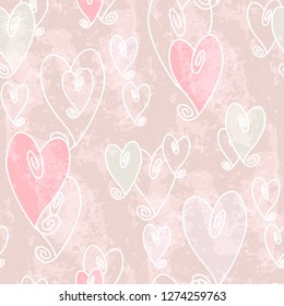 Vector st. Valentines day pattern. Colorful seamless watercolor vector hearts pattern. Perfect for greetings, invitations, manufacture wrapping paper, textile and web design. Vector pattern. 