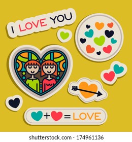 Vector St Valentine's day scrapbook design elements.