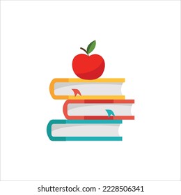 vector stack of books in colorful colors and white background