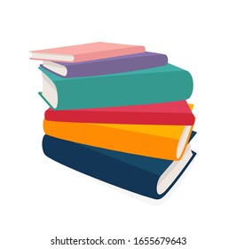 Vector stack of books isolated on white background. Colorful illustration