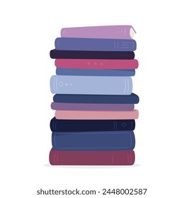 Vector stack of books isolated on white background. Colorful illustration