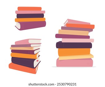 Pila de Vector de libros aislados sobre fondo blanco. Ilustración colorida