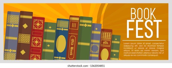 vector stack of books on orange background, education vector illustration, book festival, world book day graphic object illustration