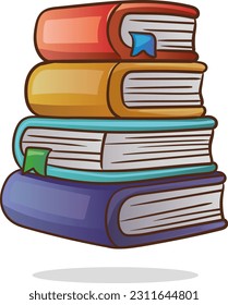Vector stack of books. Pile of books isolated on white background. Colorful illustration