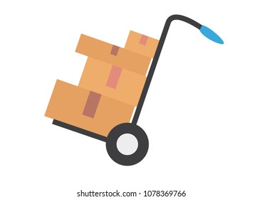 Vector stack of boxes on handcart.