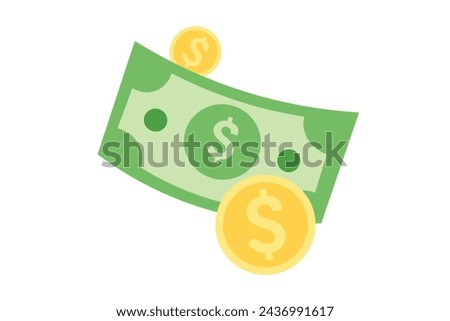 Vector Stack of cash money, Dollar Cent and dollar bill flat icon. USD logo illustration Money simple line icon Design Vector EPS 10 Icon Linear style sign, for mobile ui concept app and web design