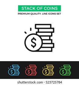 Vector stack of coins icon. Premium quality graphic design. Modern signs, outline symbols collection, simple thin line icons set for websites, web design, mobile app, infographics