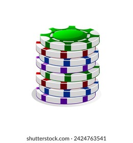 Vector stack of colored casino chips