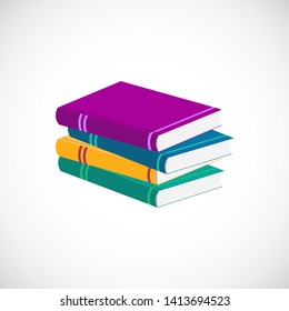 Vector stack of colorful books in flat style. Education concept. Back to school template. Pile of books background for banners, posters, flyers, school sale, night of library, offer.