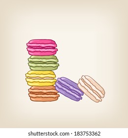 Vector stack of colorful macarons with different tastes