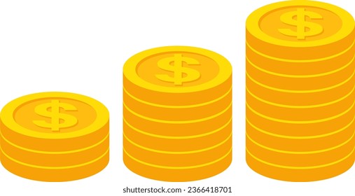 vector stack of dollar currency gold coins