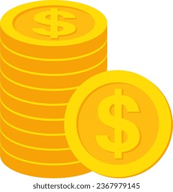 vector stack of dollar currency gold coins