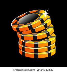 Vector stack of golden-black casino chips