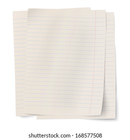 Vector stack of notebook paper sheets isolated on white background