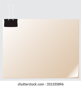 Vector stack of paper attached with a paper clip