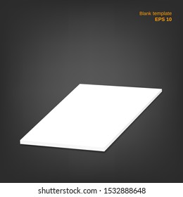 Vector stack of paper sheets. Illustration of empty white papers with shadows on grey background. It can be used as a mock up, templates and backgrounds for your own projects. EPS 10 file.