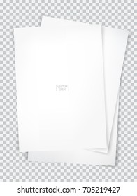 Vector stack of papers, grouped and layered, easy to edit and move each one in different directions. Isolated on transparent background. Vector illustration.