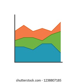 Vector Stacked Area Chart On White Background