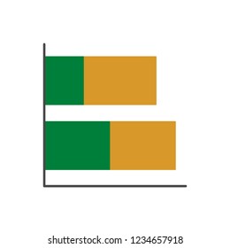 Vector stacked bar chart icon with green and orange segments