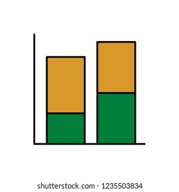 Vector stacked column chart icon with green and orange segments