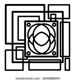 a vector of stacked squares with a stacked circle in the middle.