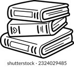 a vector of stacks of books in black and white coloring