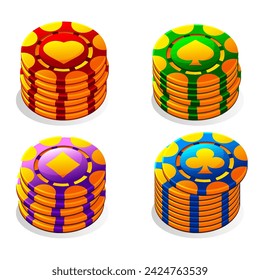 Vector stacks of casino chips