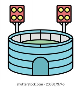 Vector Stadium Filled Outline Icon Design
